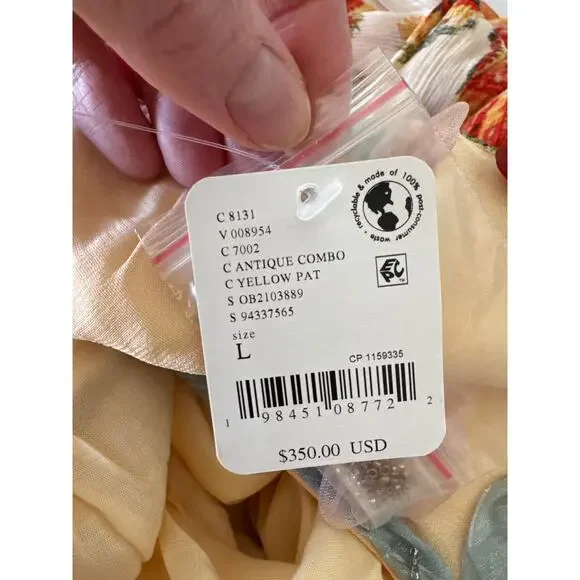 FREE PEOPLE Timeless Tapestry Maxi Dress Handkerchief Hem Boho Large NWT - Picture 13 of 13